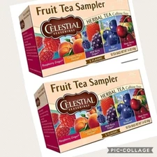 Celestial Seasonings Herbal Tea Fruit Tea Sampler, Two Box Lot Total 36 Tea Bags