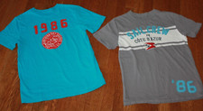 2 Gap Kids Graphic Gray Blue Shirt Boys L 10 Sail Crew Shark Beach patch 86