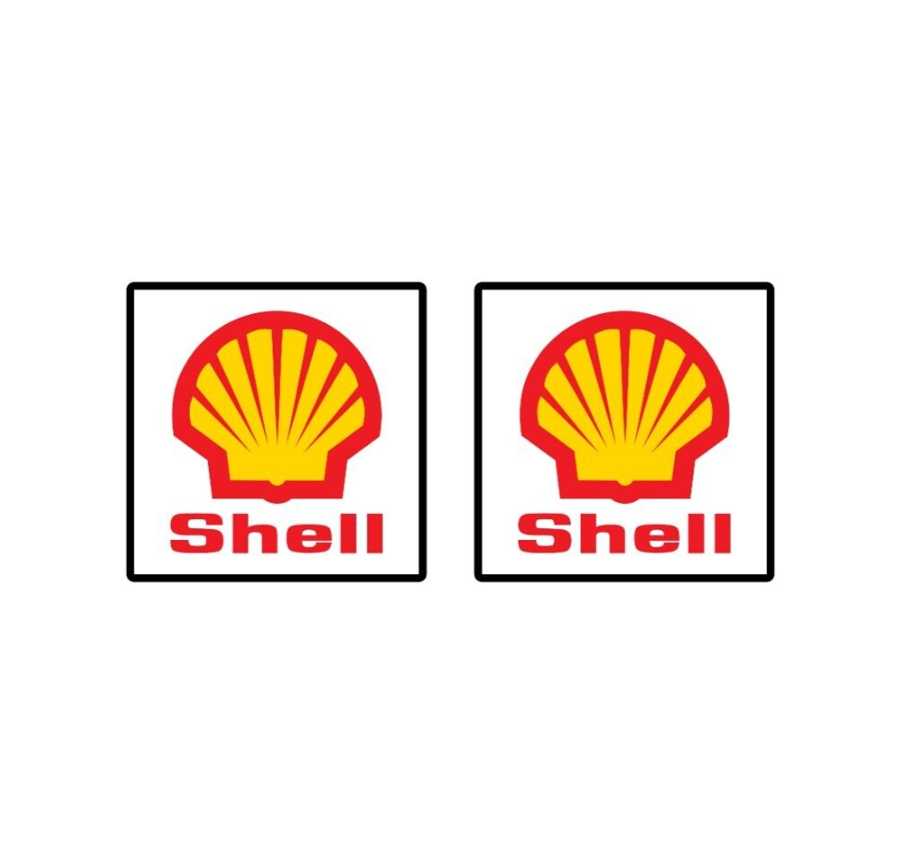x 2 Shell vinyl laminated stickers car garage weather proof fuel petrol ...