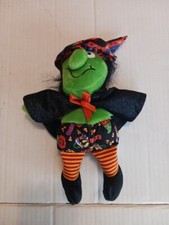 Vintage Plush Halloween Witch With Black Cape 12" Tall
