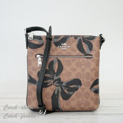 NWT Coach CAB00 Mini Rowan File Bag In Signature Canvas With Bow Print 