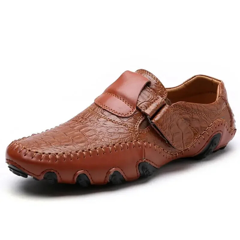 Loafers Genuine Leather Business Casual Shoes Men's Outdoor Flats Walking Shoes-image