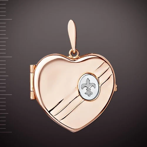 585 Rotgold 14kt Medaillon Anhänger Herz. FLEUR DE LIS. Herzmedaillon für Foto - Bild 2 von 3