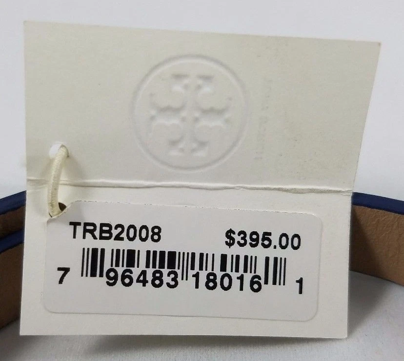 Orologio Tory Burch Buddy Firma Oro Doppio Involucro Navy Pelle Tono Oro