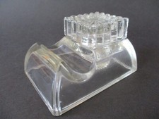 A Vintage / Antique Art Deco Era Glass Inkwell + Lid & Pen Rest C. 1930’s 1940’s