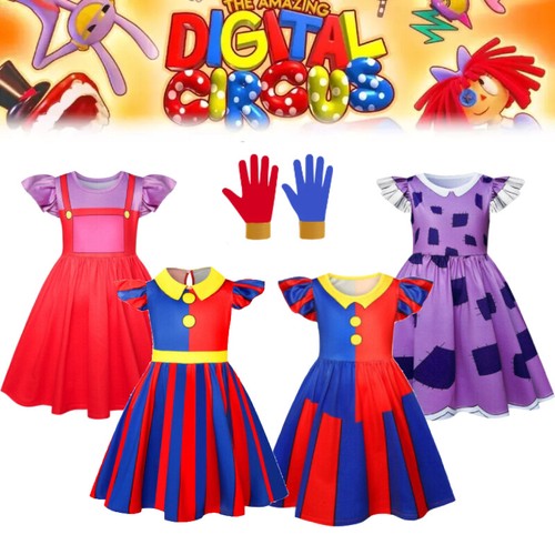 Kids Amazing Circus Clown Costume – Jax Ragatha Caine Cosplay Dress For Girls, Halloween & Dress-Up Party