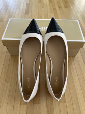 NEU Michael Kors Ballerina Carissa Toe Cap Flat spitz LEATHER NP140 