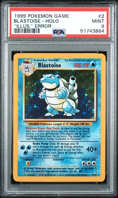 Pop 2* PSA 9 Illus. Error Blastoise Misprint-Illustrator-Complete
