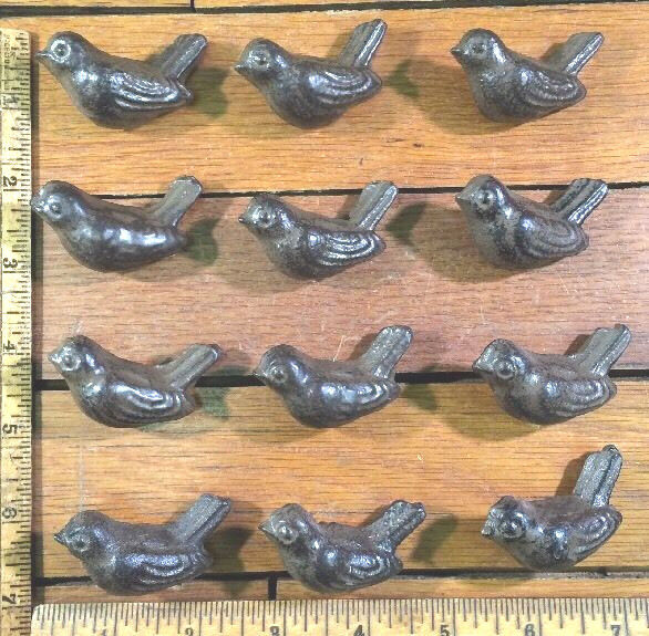12 BIRD cast iron Knobs Pulls Drawer Door Cabinet Handles Rustic Dresser birds