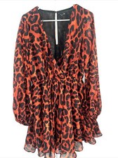 Fashion Nova  Red Black Leopard Print Dress Fun & Flirty 823 Size Large
