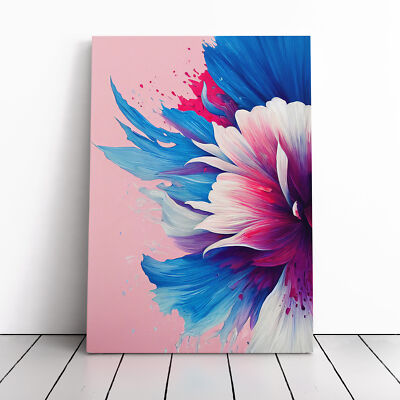 Paint Splattered Flower No.2 Abstract Canvas Wall Art Print Framed Picture