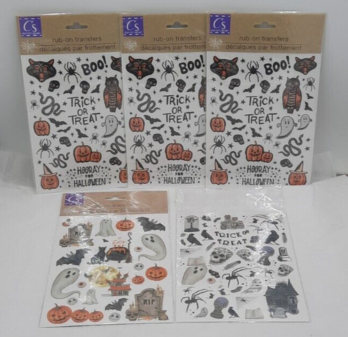 Crafters Square Rub on Transfers Halloween 4 New & 1 Used