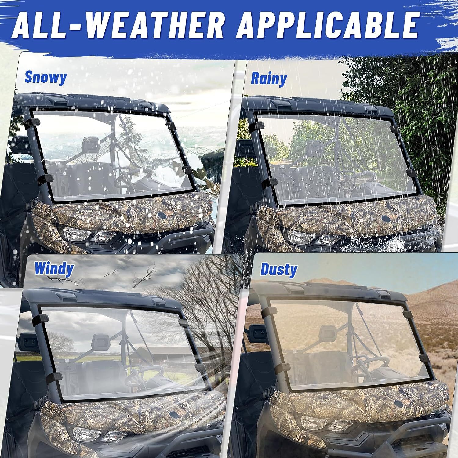 UTV Full Windshield Scratch Resistant for Can-Am Defender HD 5 /8 /10 ...