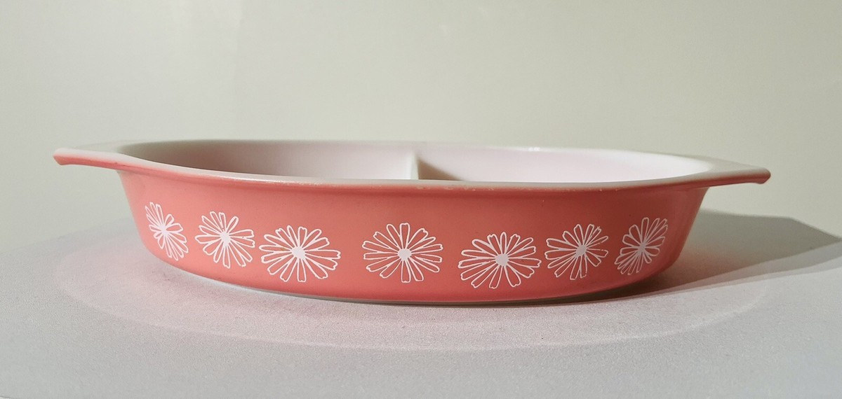 Oval Pink Pyrex Baking Dish PYREX Vintage Pink Daisy Casserole