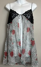 Sophia By Delicates Black White Animal Print Rose Lingerie Lace Nightie Nighty L