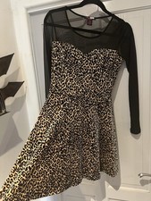🔥BLACK NOTE🔥Los Angeles Leopard Velvet & Black Mesh Goth Dress M
