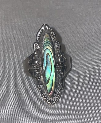 Ring Silber 925 mit Perlmutt Gr. 54 Vintage Design mit ornamentalen Details