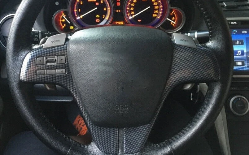 2P Inner Steering Wheel Frame Cover Trim Fit For Mazda 6 2009-2013 Carbon Fiber Foto 4 de 4