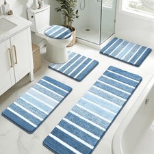 Bathroom Rugs Sets 5 Piece, Plush Absorbent Microfiber Bath Mat for Bathroom,