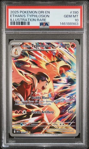 2025 POKEMON DESTINED RIVALS ETHAN'S TYPHLOSION #190 ILLUSTRATION RARE PSA 10