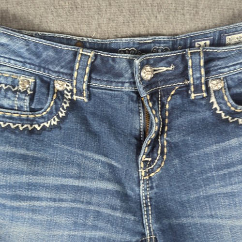Miss Me Shorts Damen 31 blau Denim verzierte Taschen Jorts Freizeit - Bild 5 von 9
