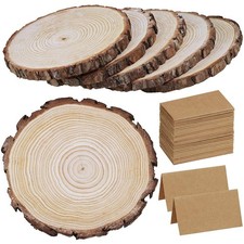 6 Pcs 8"-11" Wide Large Natural Round Wood Slices with Bark Pine Wood Slices ...