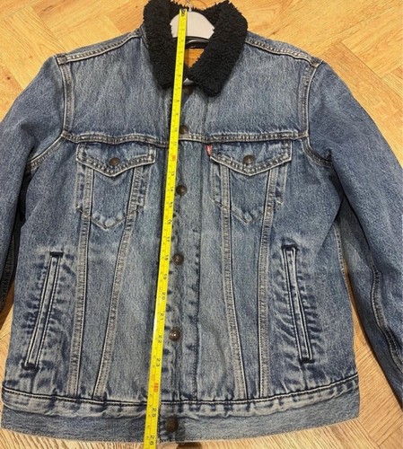 Levi’s Denim Sherpa Jacket - Navy Lining - Unisex Small - Picture 6 of 7