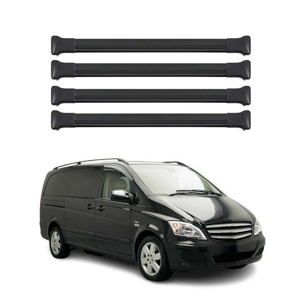 DachträGer GrundtäGer FüR Mercedes Viano Vito W639 2003-2014 75Kg Schwarz 4 Tlg-image