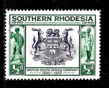 HICK GIRL-MINT  SOUTHERN RHODESIA  SC#56  SEAL OF BRITISH SOUTH AFRICA     X3224