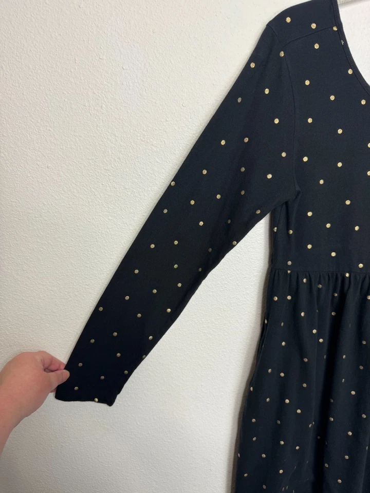 Vestido Patinador Antiguo Azul Marino Niñas XL Lunares Calce y Acampanado Negro Dorado Manga Larga Foto 4 de 4