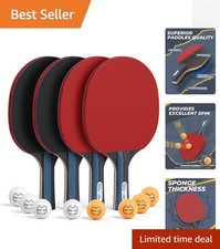 Complete Table Tennis Set with Inverted Rubber Paddles and Travel Case