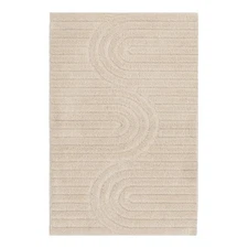 Geometric Area Rug 2x3 ft Cream Soft Polyester Scatter Mat Indoor Accent Rug