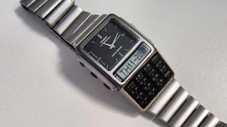 VINTAGE CASIO ANA DIGI DATA BANK CALCULATOR WATCH ABC-30 MADE IN KOREA - Image 2 of 4