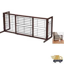 38-67" Indoor Pet Gate - Lightweight  No Drilling Wooden Safety Fence