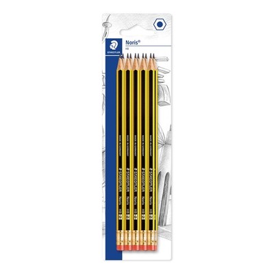 STAEDTLER Noris Bleistifte HB mit Radiergummi 10er Set hohe Bruchfestigkeit