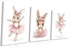 Baby Girl Nursery Wall Decor, Easter Nursery Canvas Wall Art Paintings Set of