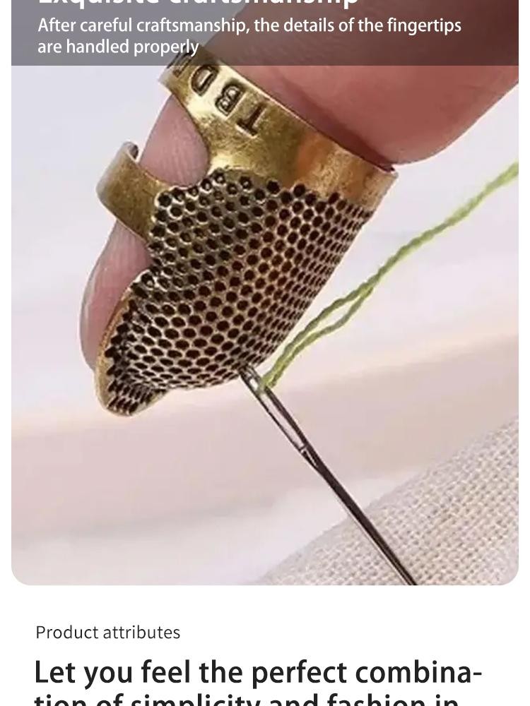 Adjustable Vintage Sewing Thimble Non-Slip Embroidery Ring, Needle Holder Finger