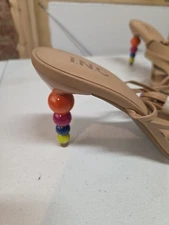 INC International Concepts Lellina Beaded Heel Strappy Sandals – Dark Almond Smo