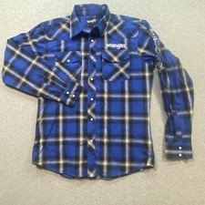 Wrangler Plaid Pearl Snap Western Pocket Button Down Long Sleeve Youth Sz XL