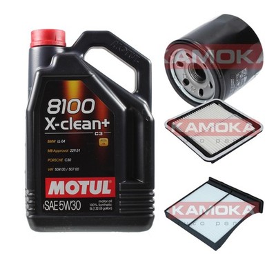 KAMOKA Inspektionspaket Motul 8100 X-clean+ 5W30 5L für Subaru Forester 2.0 AWD
