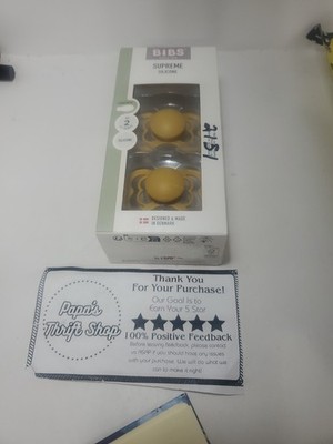 BIBS Supreme Silicone Pacifiers Size 2 (6+ Months) 2 Pack Tan  NEW