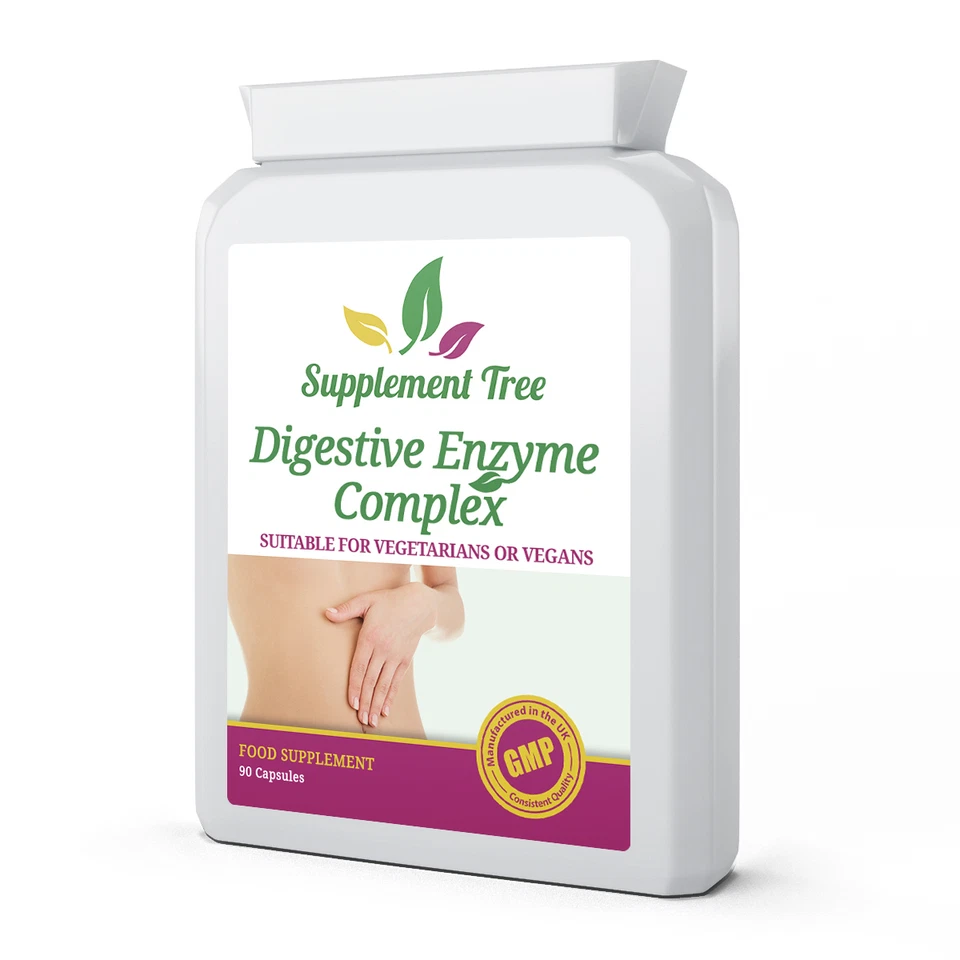 SUPPLEMENT TREE Digestive Enzymes 90 Capsules Betain HCL Bromelain Papain Protease Lipase Vegans