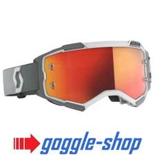 SCOTT FURY MOTOCROSS MX GOGGLES WHITE / GREY- ORANGE CHROME MIRROR LENS