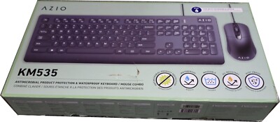 AZIO KM535 Antimicrobial Wired Keyboard and Mouse Combo NEW