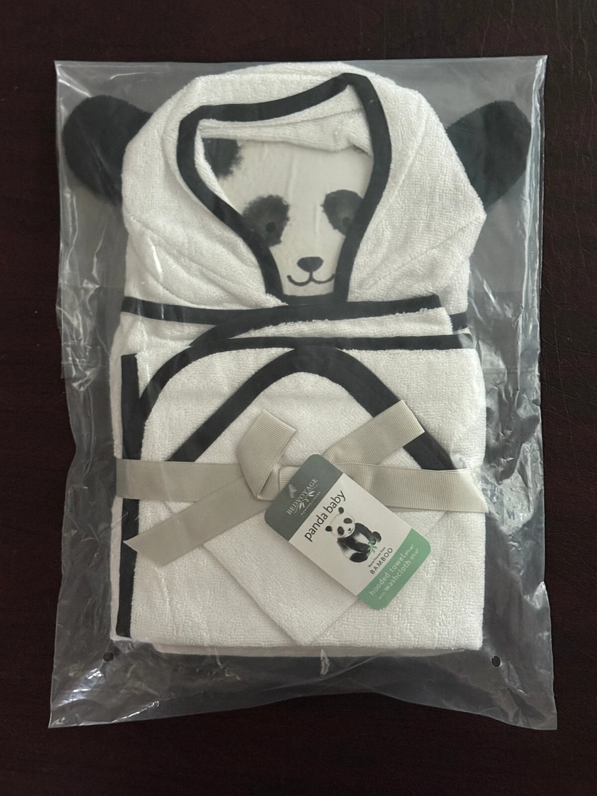 BedVoyage Panda Baby Hooded Bath Towel Set Washcloth Bamboo - 19989352
