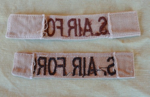 2 parches de uniforme militar de la Fuerza Aérea de los Estados Unidos bronceados con letras marrones - Imagen 3 de 4