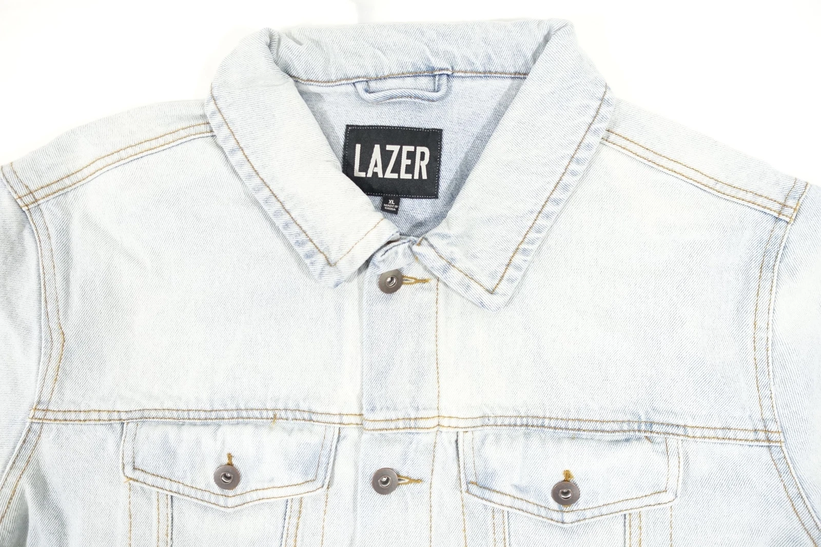 LAZER FADED BLEACHED BLUE XL TRUCKER DENIM JEAN JEANS JACKET MENS NWT NEW - product detail image 2