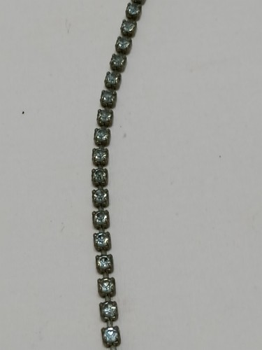 Vintage silver toned with blue rhinestone necklace 17" Stunning Bling - Picture 8 of 8