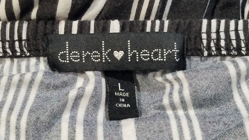 Derek Heart Romper Cap Sleeve Black White Striped Size L - Picture 9 of 10