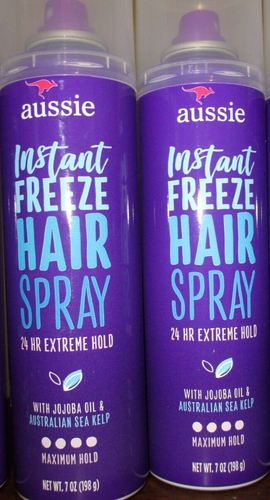2 PACK Aussie Instant Freeze Hairspray with Jojoba & Sea Kelp, Strong Hold 7oz